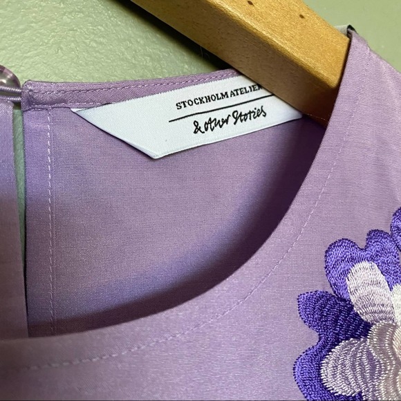 & Other Stories Purple Floral Mini Dress - Picture 4 of 6